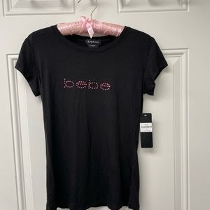🚨🚨REDUCED🚨🚨 Brand new Bebe tshirt with pink rhinestone logo